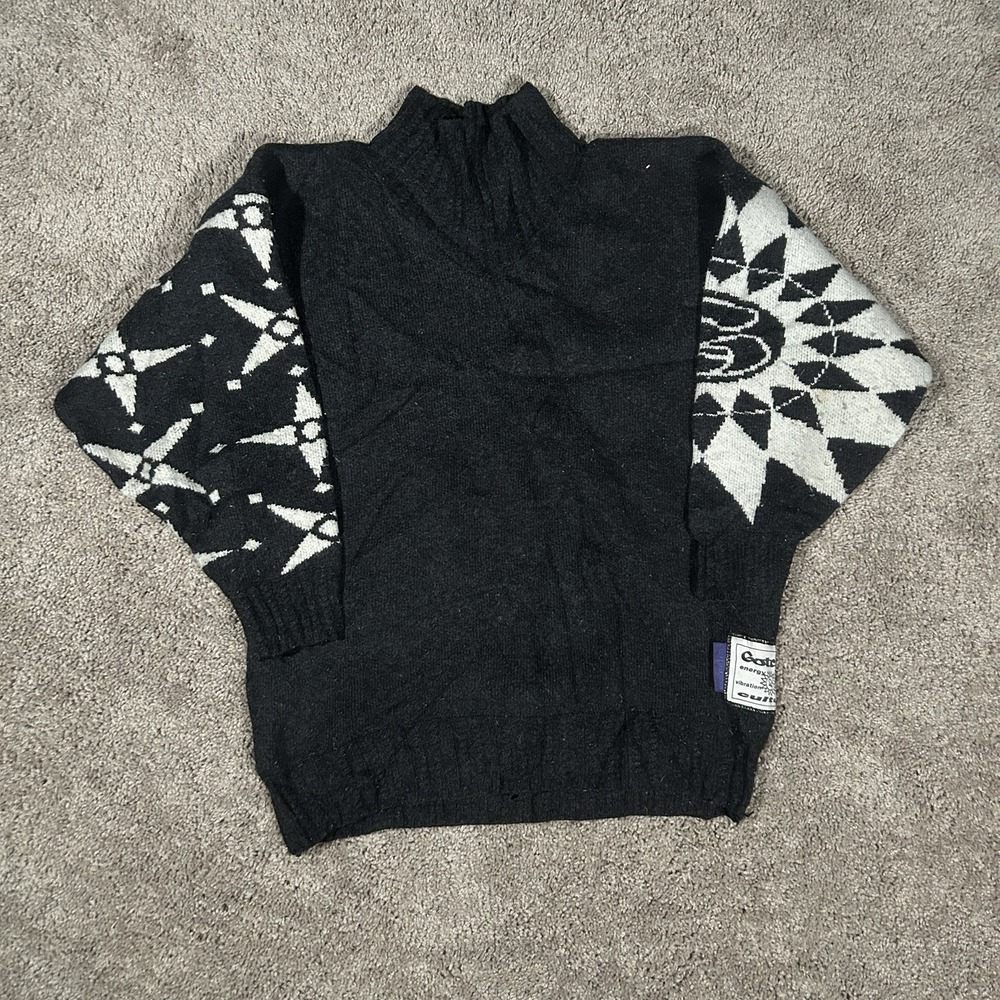 Gotcha 90s Vintage Graphic Mock-Neck Sweater Black Celestial Surf XL